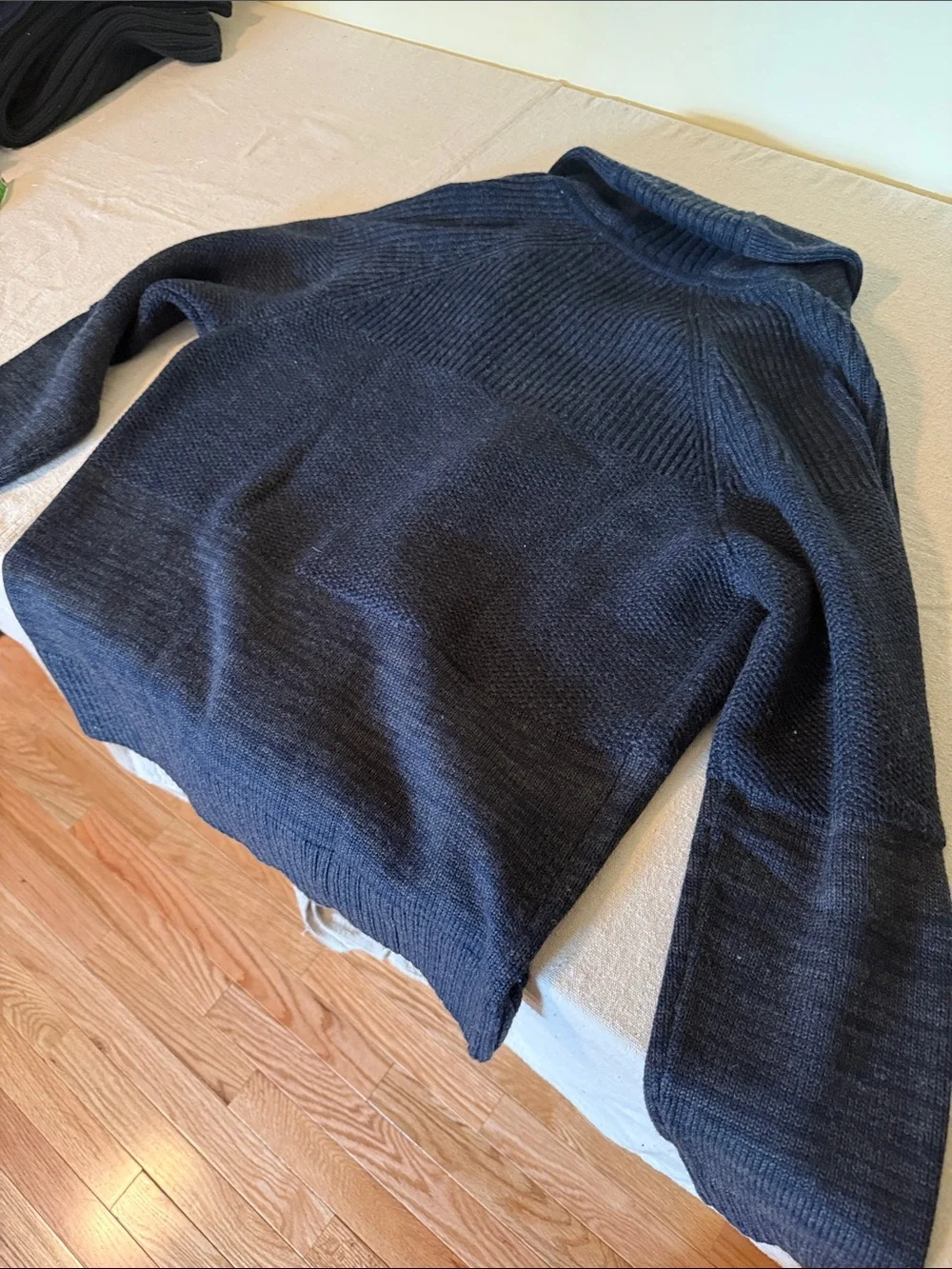 Men's Navy Shawl Collar Button-Up Sweater